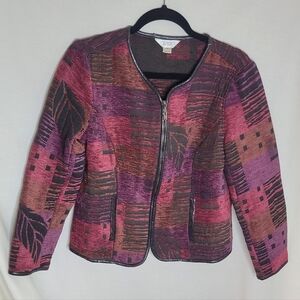 CHRISTOPHER & BANKS Women's Size P/L (Fits Medium) Red/Brown Tapestry Jacket